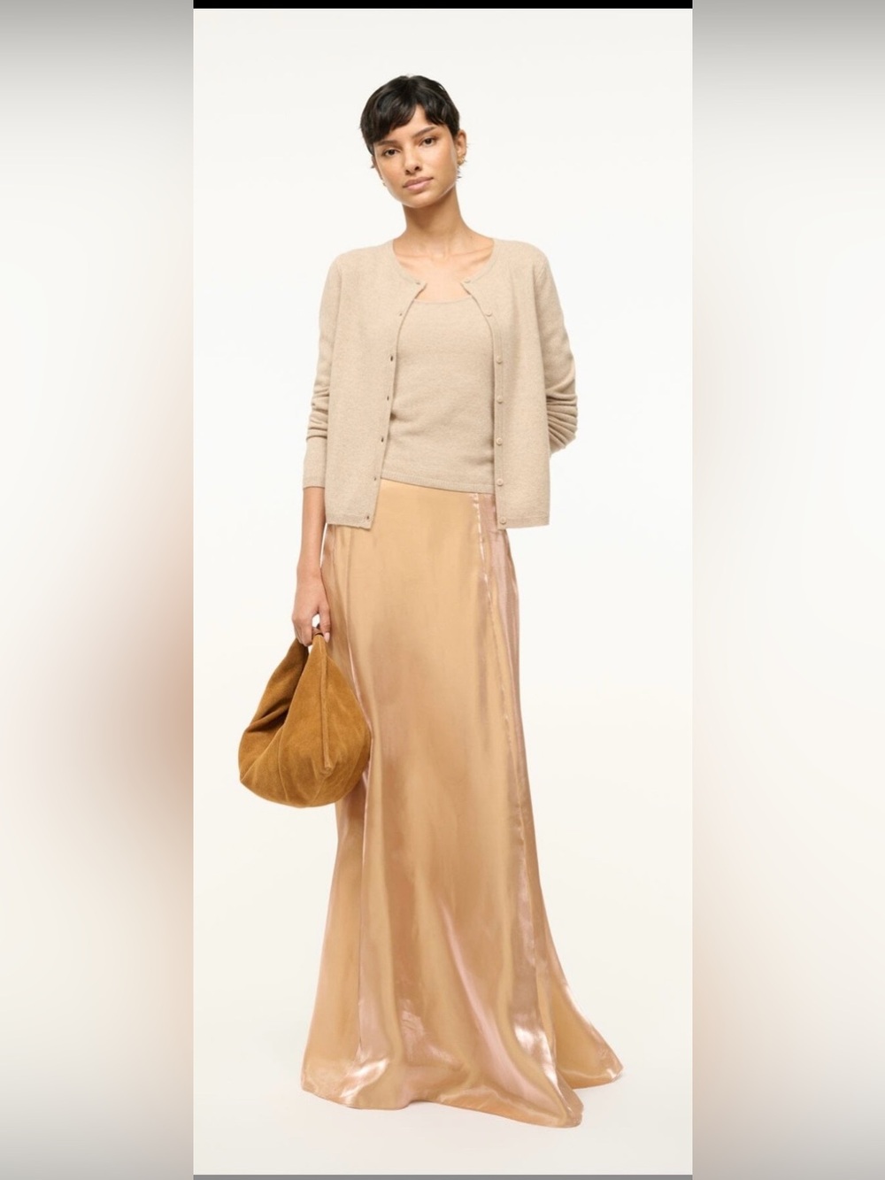STAUD Vincenzo Skirt, Color Camel, Size 4